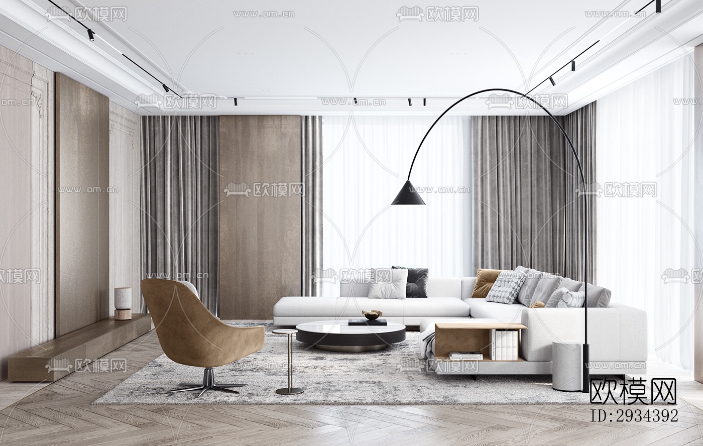 北欧平层效果图下载（渲染图1）