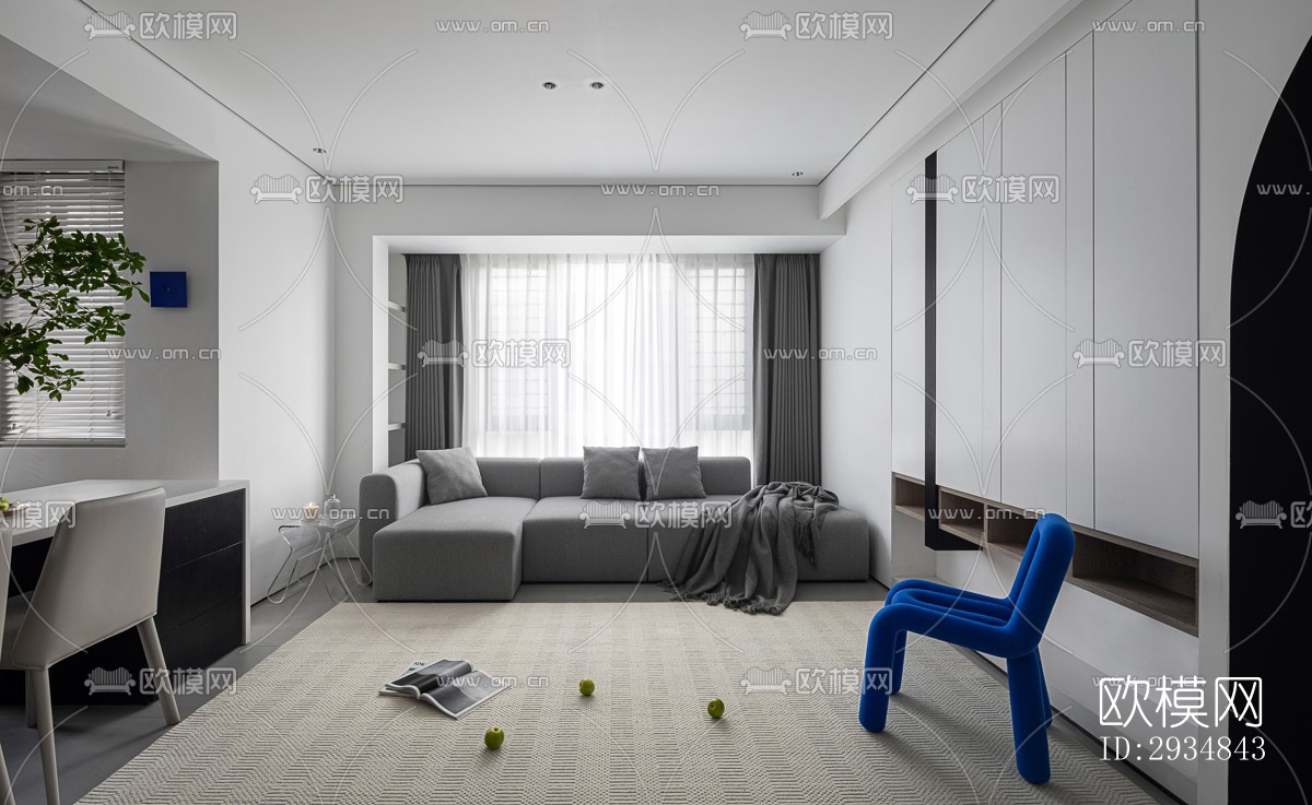 现代平层效果图下载（渲染图4）