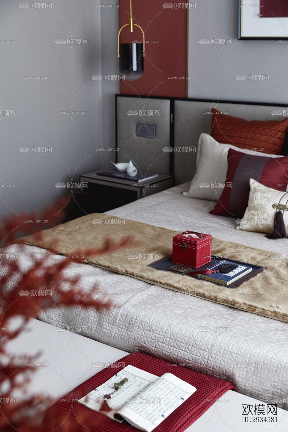 新中式平层效果图下载（渲染图18）