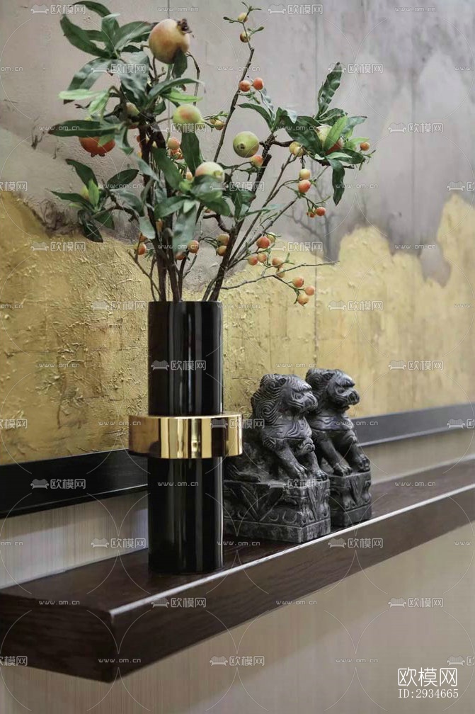 新中式平层效果图下载（渲染图16）