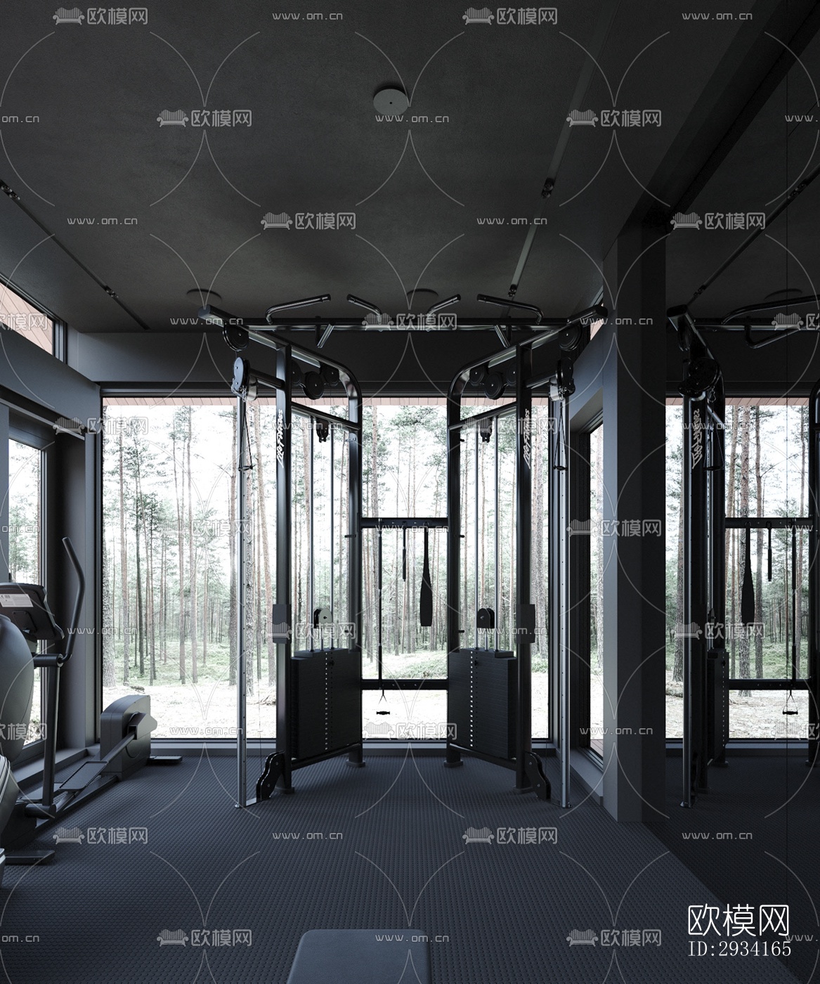 高级灰别墅效果图下载（渲染图9）