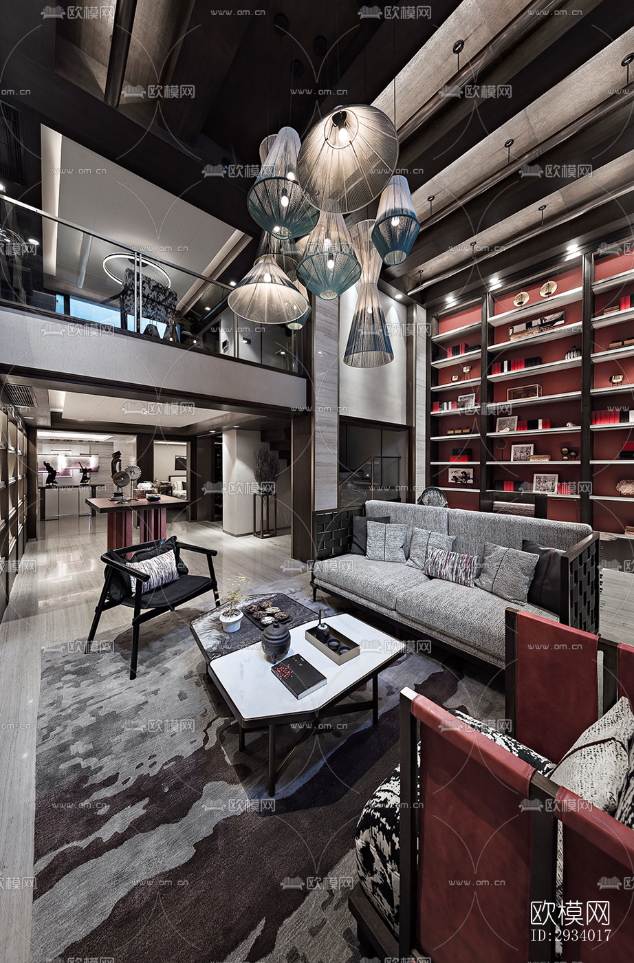 新中式别墅效果图下载（渲染图13）