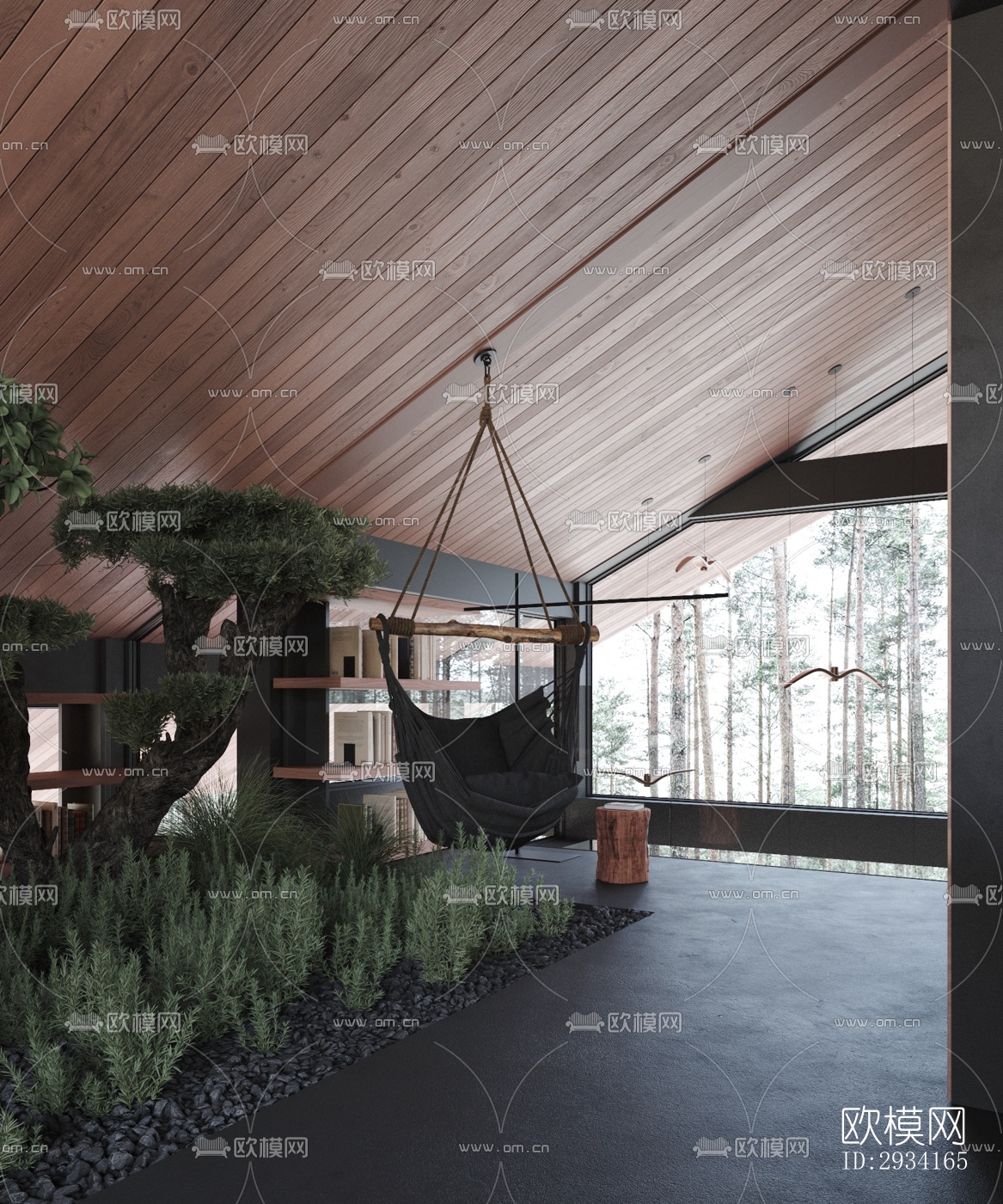 高级灰别墅效果图下载（渲染图14）