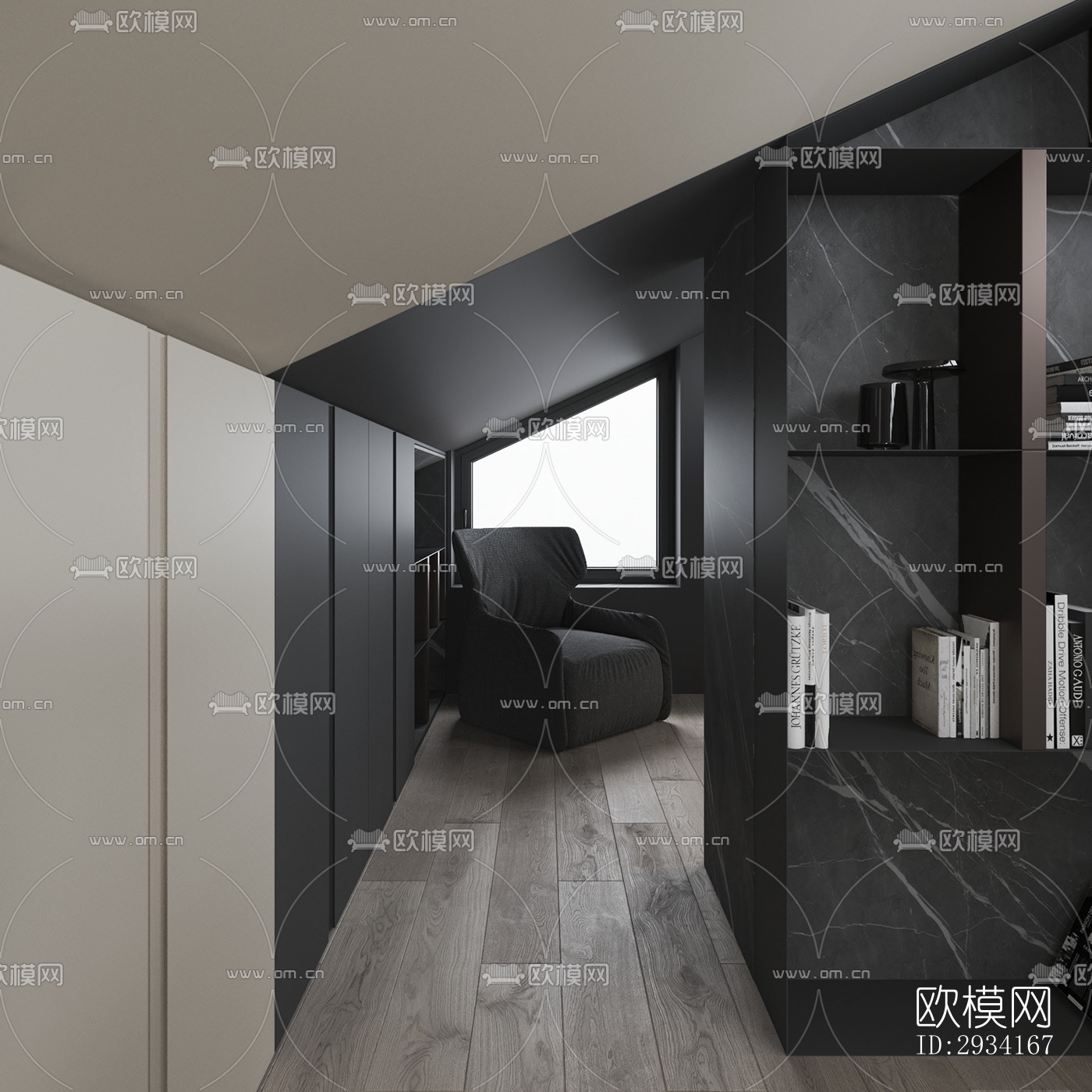 高级灰别墅效果图下载（渲染图10）