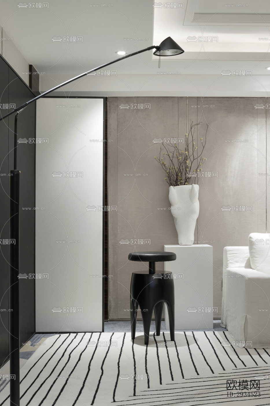 新中式平层效果图下载（渲染图6）