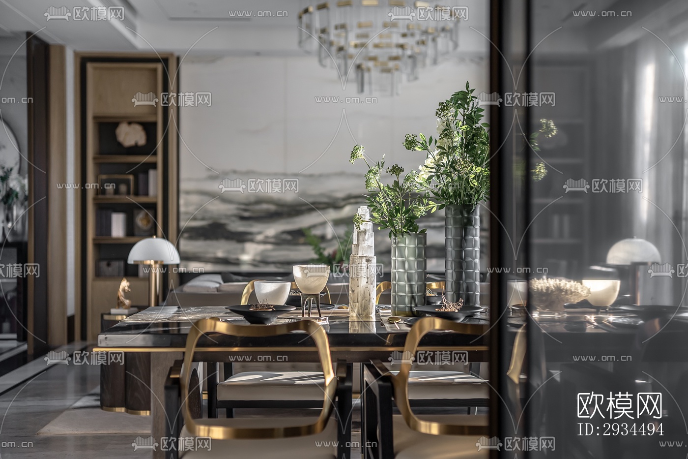 新中式平层效果图下载（渲染图18）