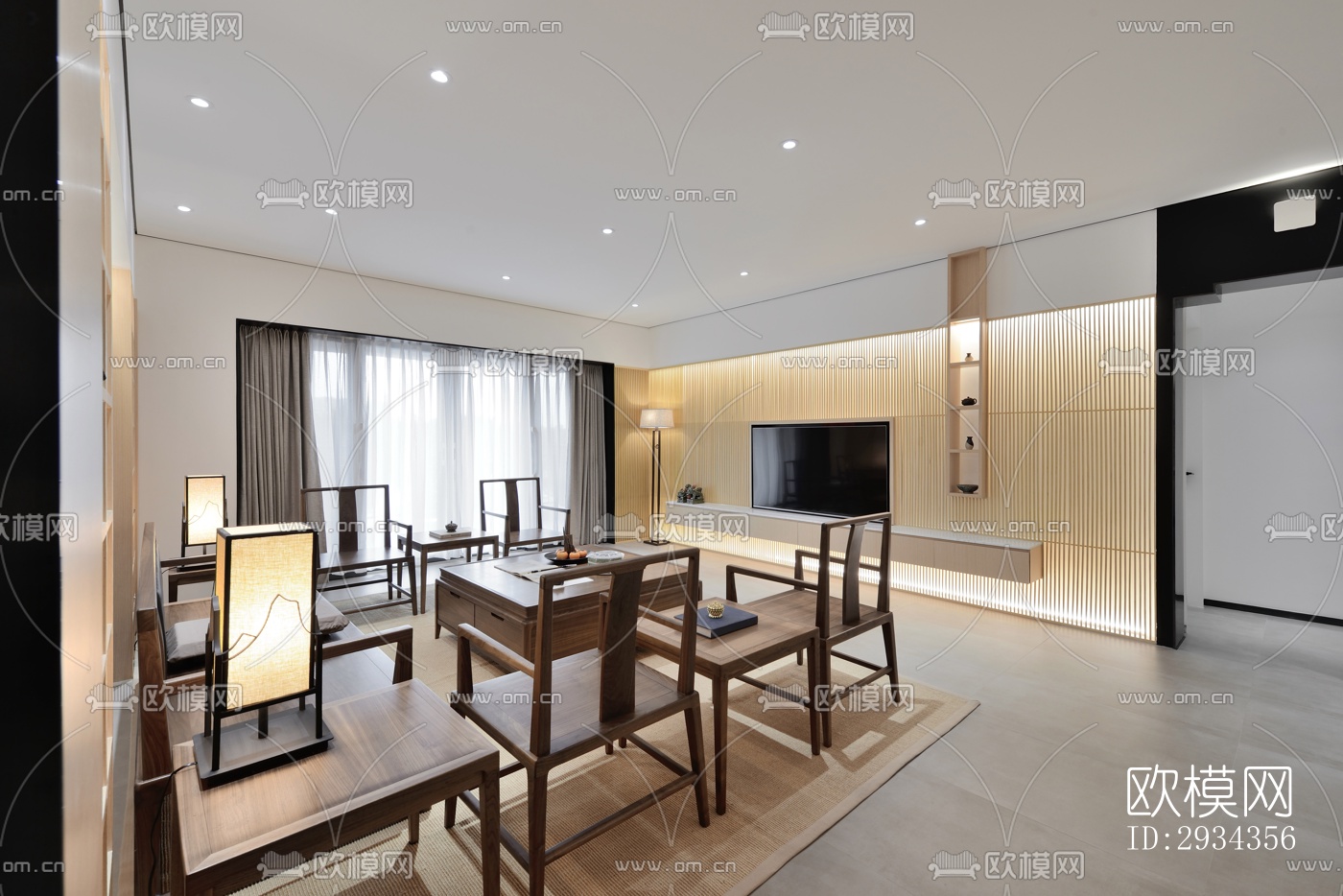 中式平层效果图下载（渲染图12）