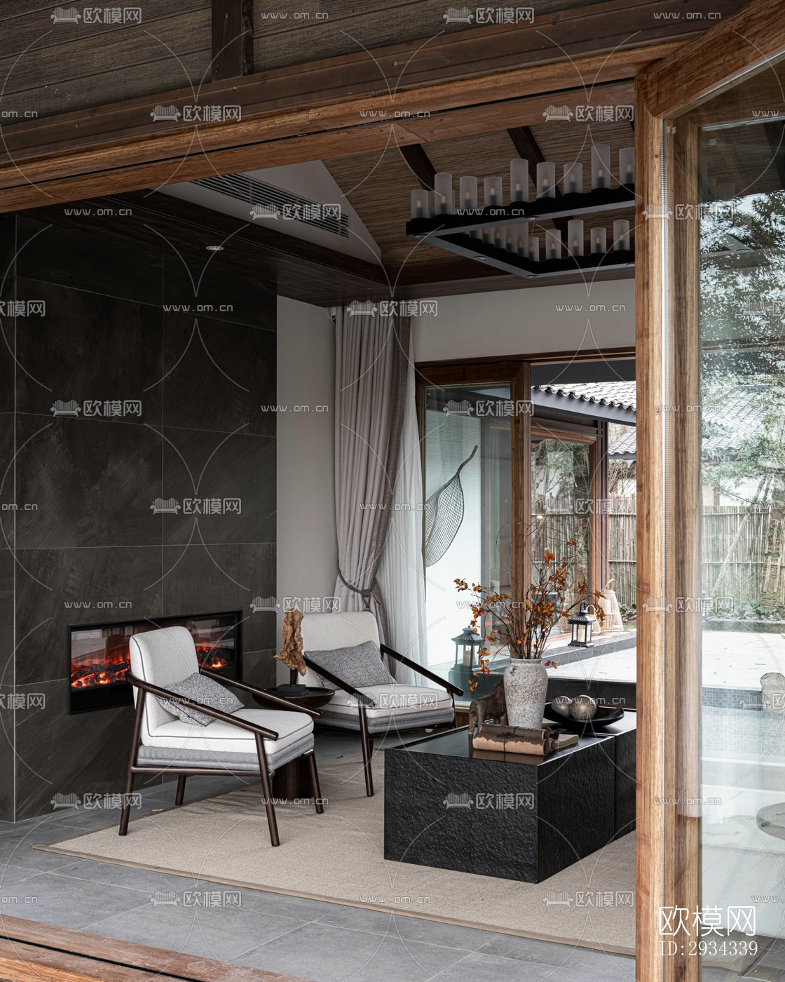 中式平层效果图下载（渲染图9）