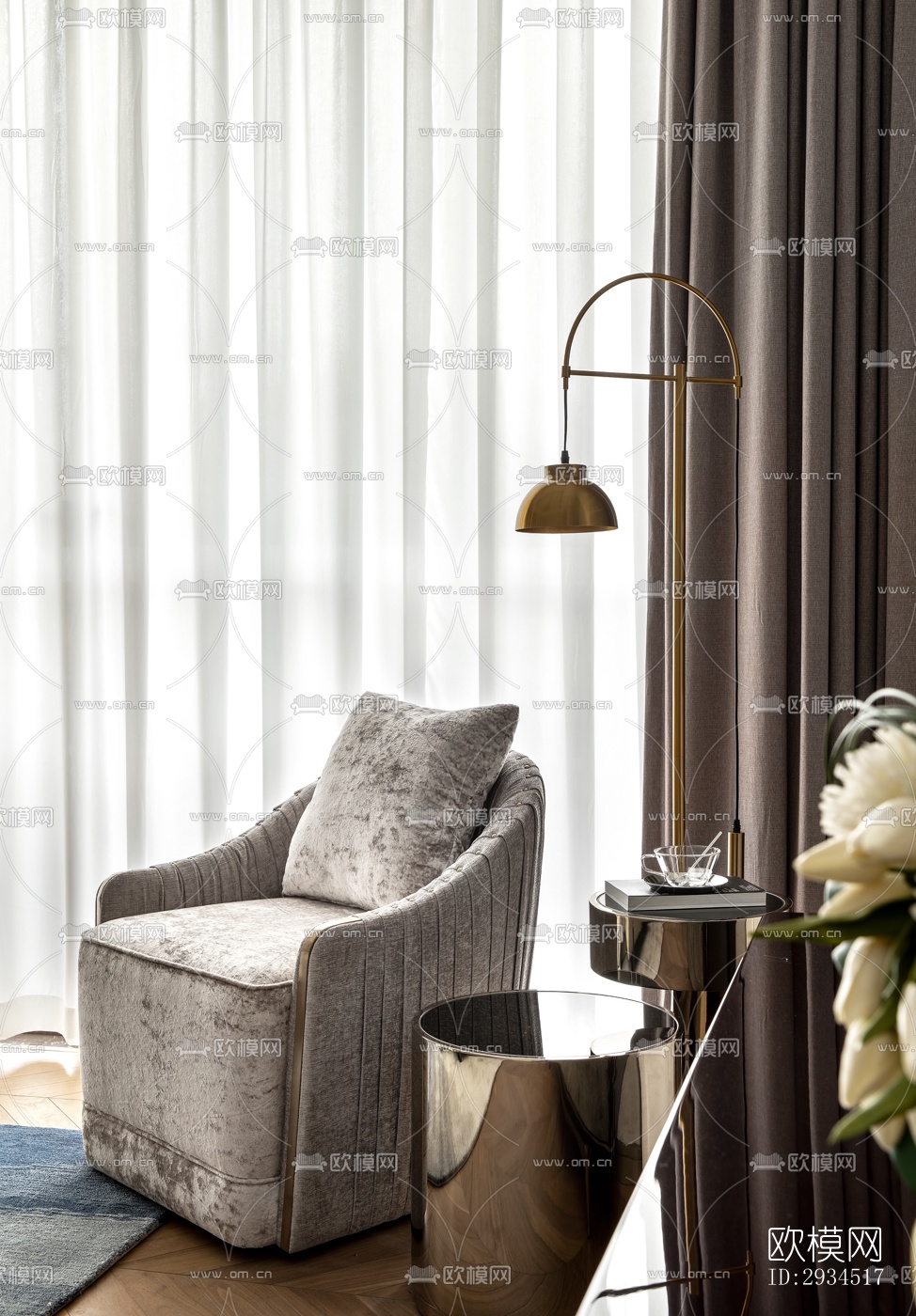 新中式平层效果图下载（渲染图4）