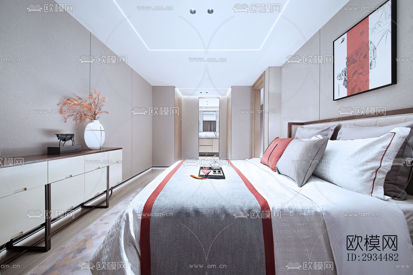 新中式平层效果图下载（渲染图13）