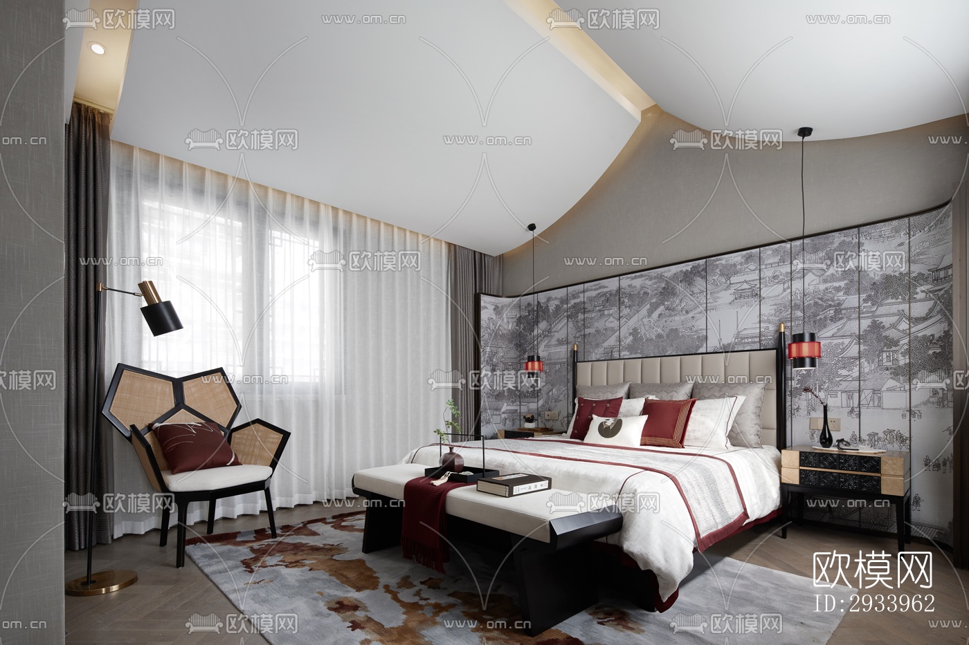 新中式别墅效果图下载（渲染图1）