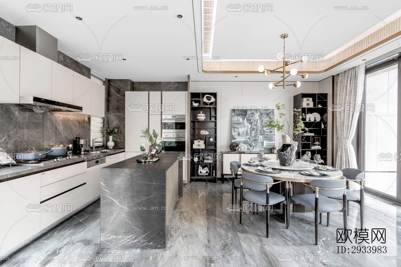 新中式别墅效果图下载（渲染图13）