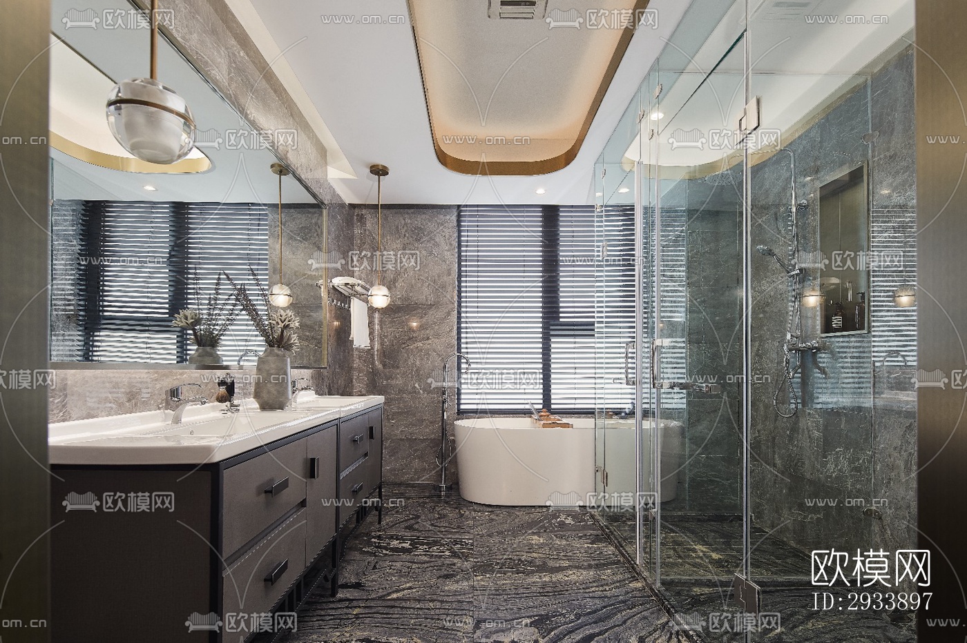 新中式别墅效果图下载（渲染图4）