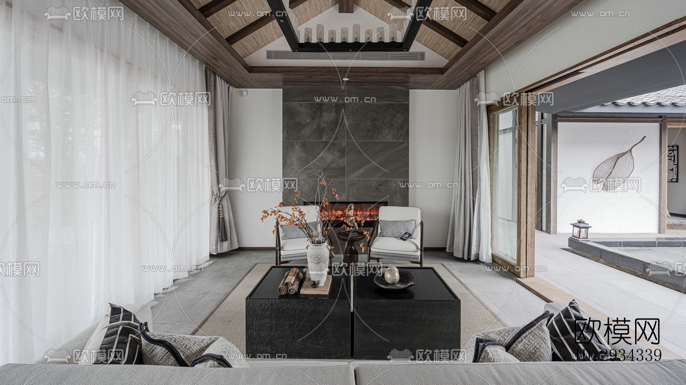 中式平层效果图下载（渲染图2）