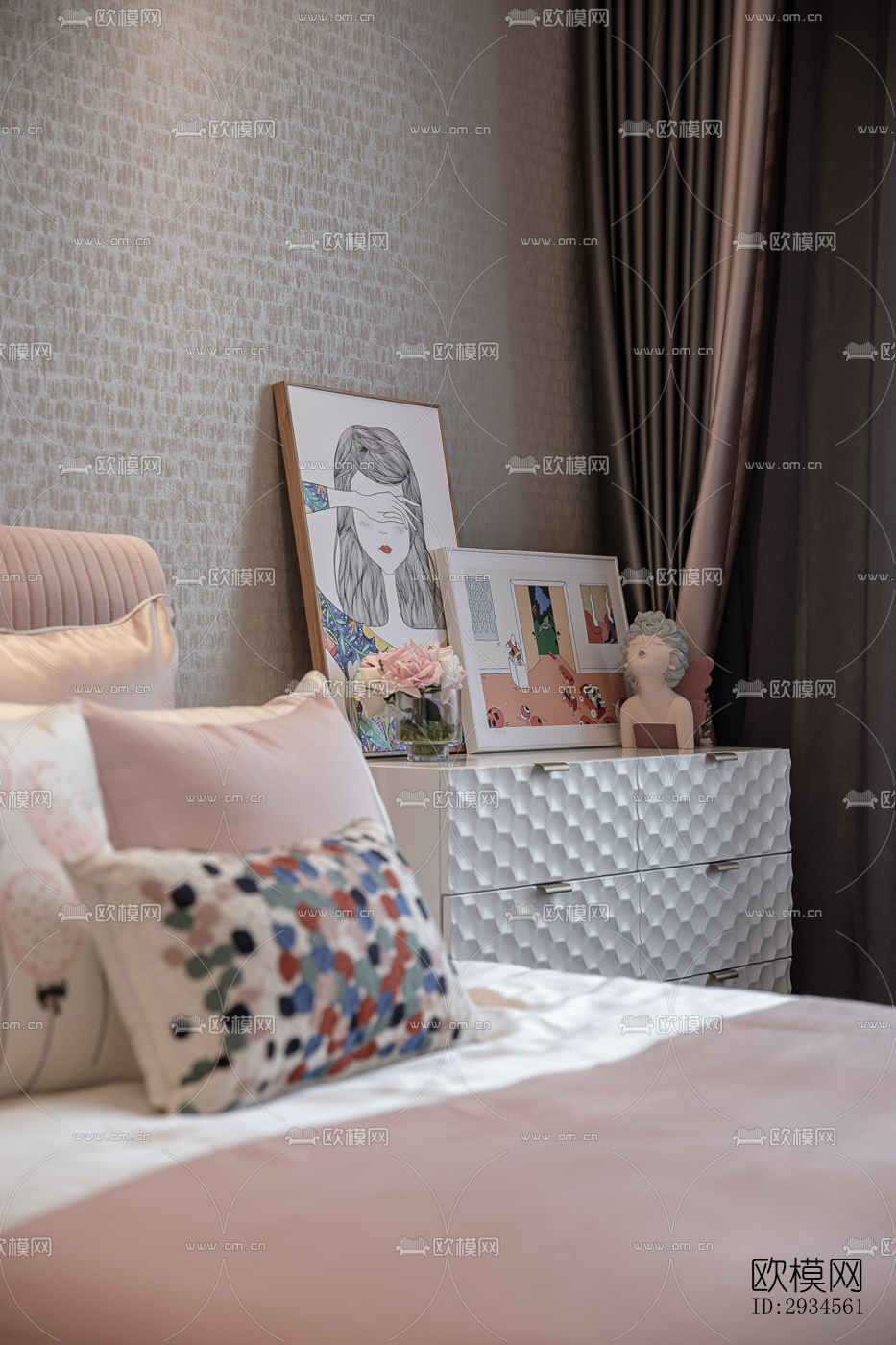 新中式平层效果图下载（渲染图15）