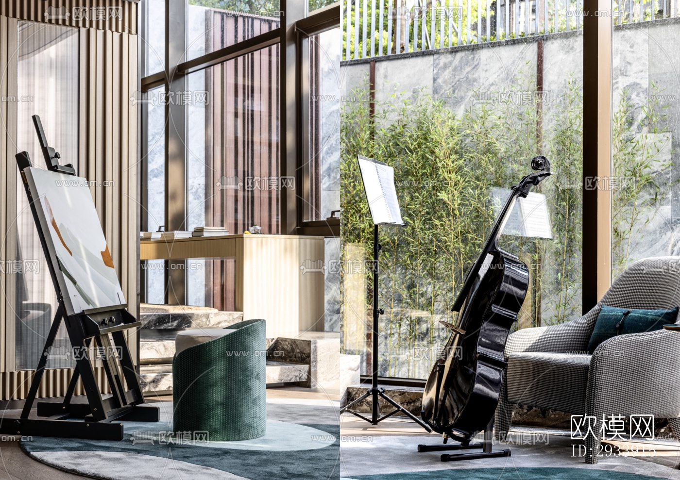 新中式别墅效果图下载（渲染图2）