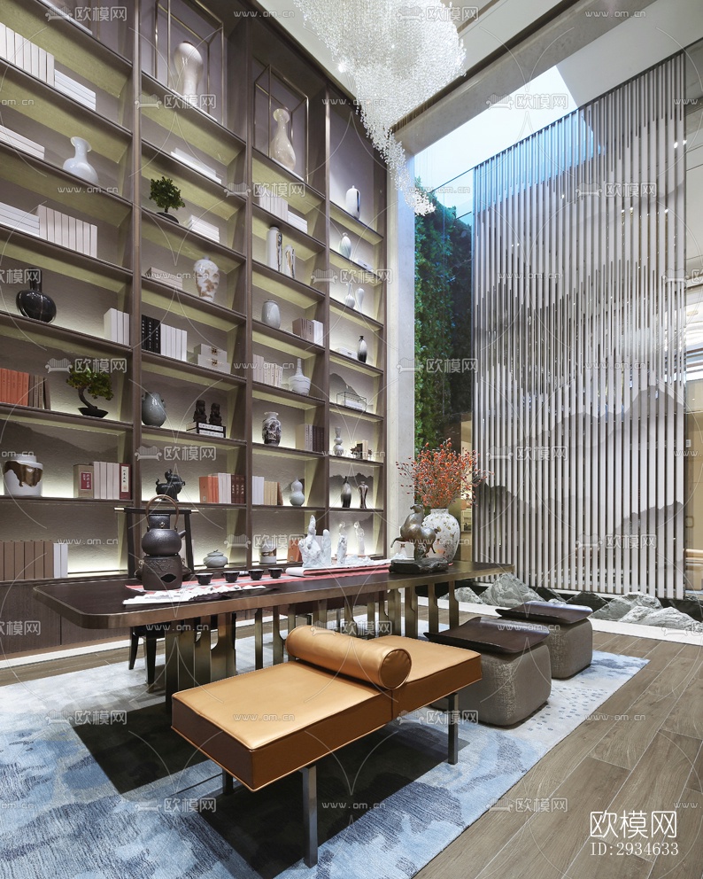 新中式平层效果图下载（渲染图17）