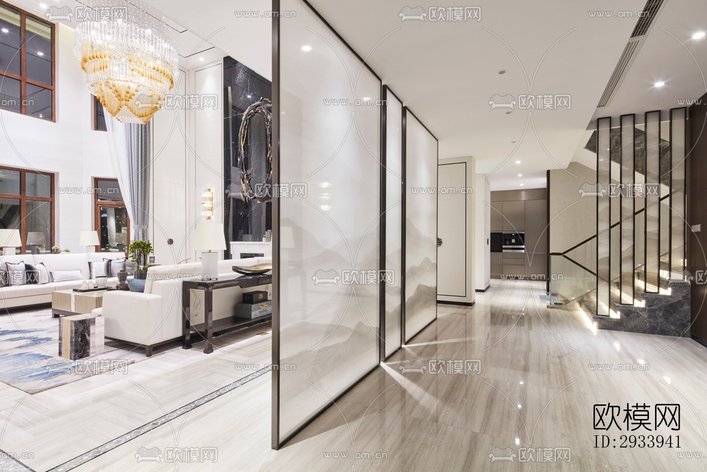 新中式别墅效果图下载（渲染图16）