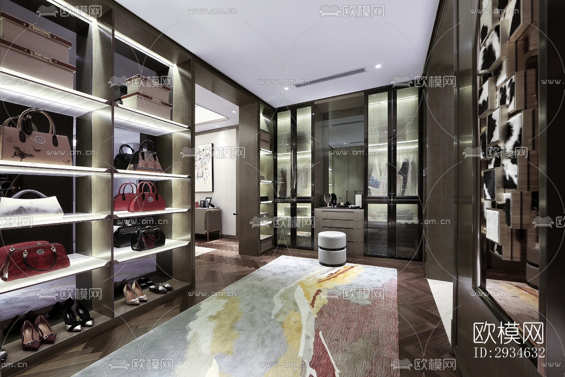 新中式平层效果图下载（渲染图11）