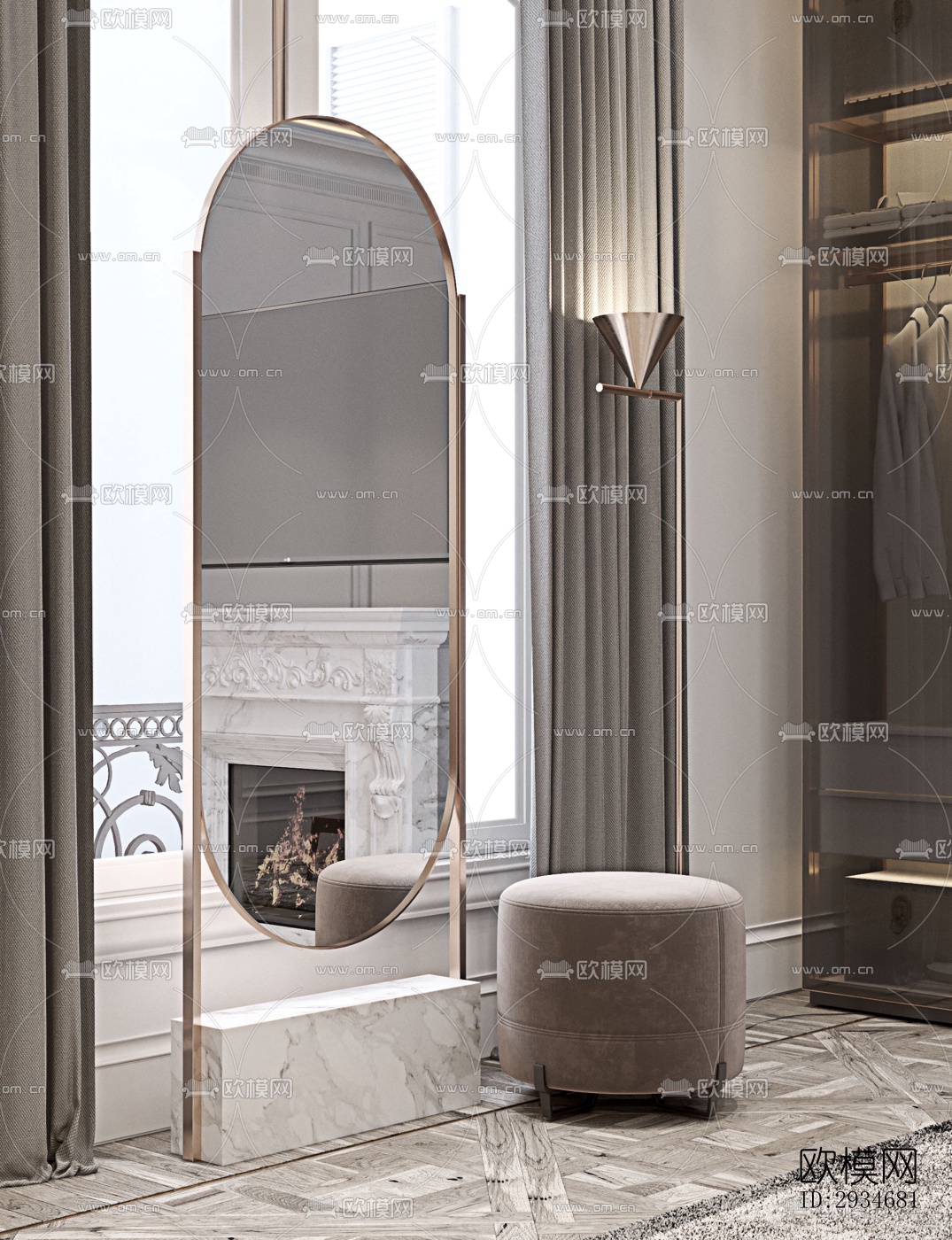 欧式平层效果图下载（渲染图1）