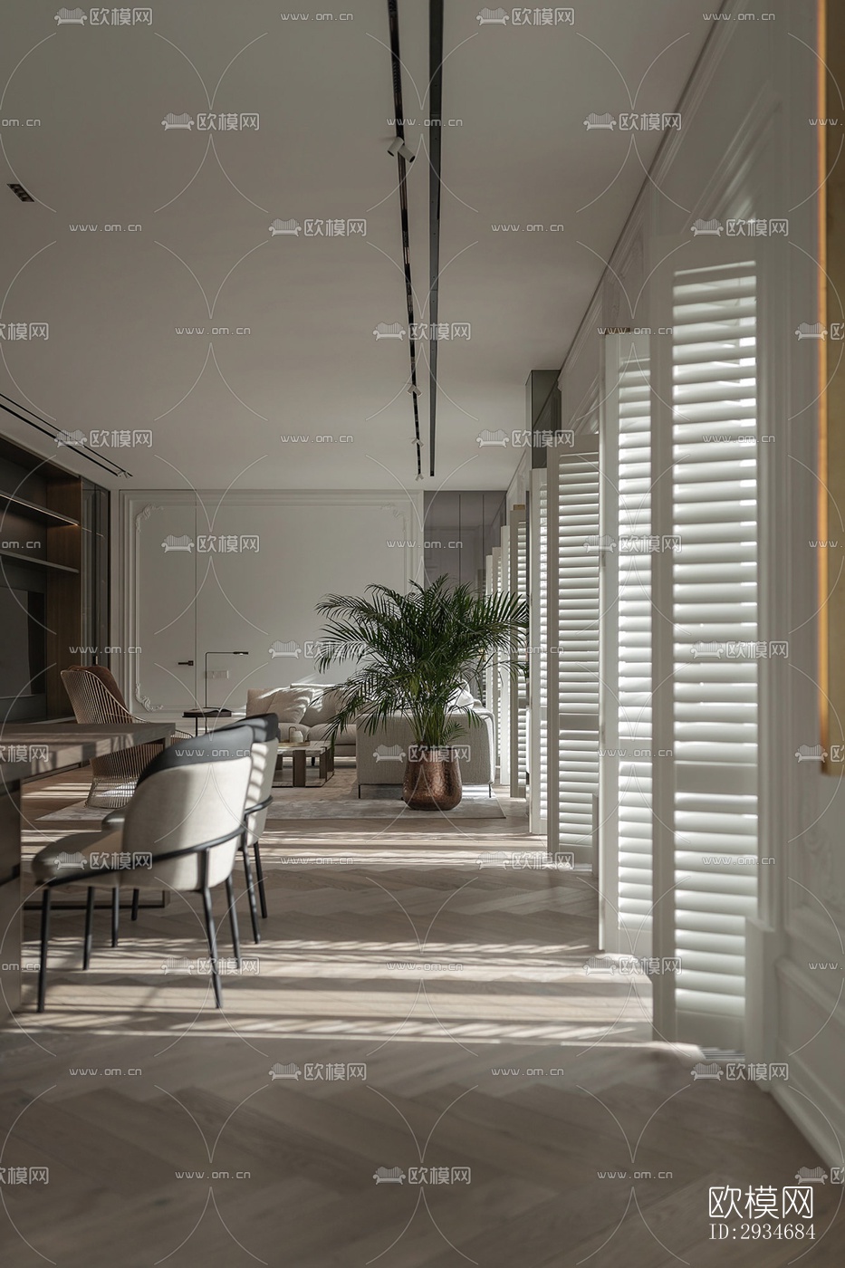 欧式平层效果图下载（渲染图3）