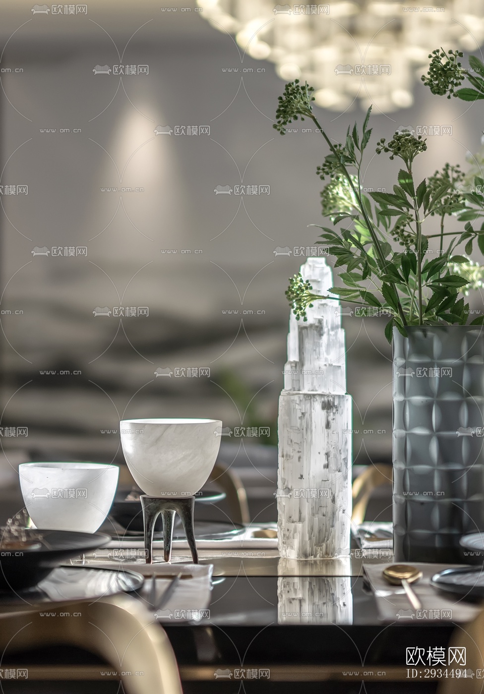 新中式平层效果图下载（渲染图1）