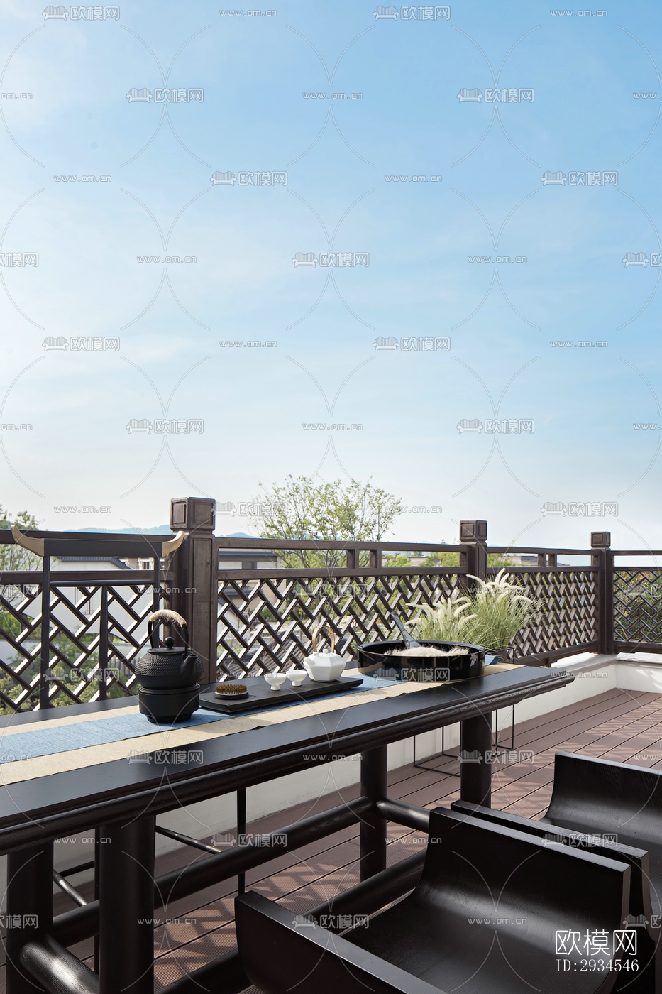 新中式平层效果图下载（渲染图13）