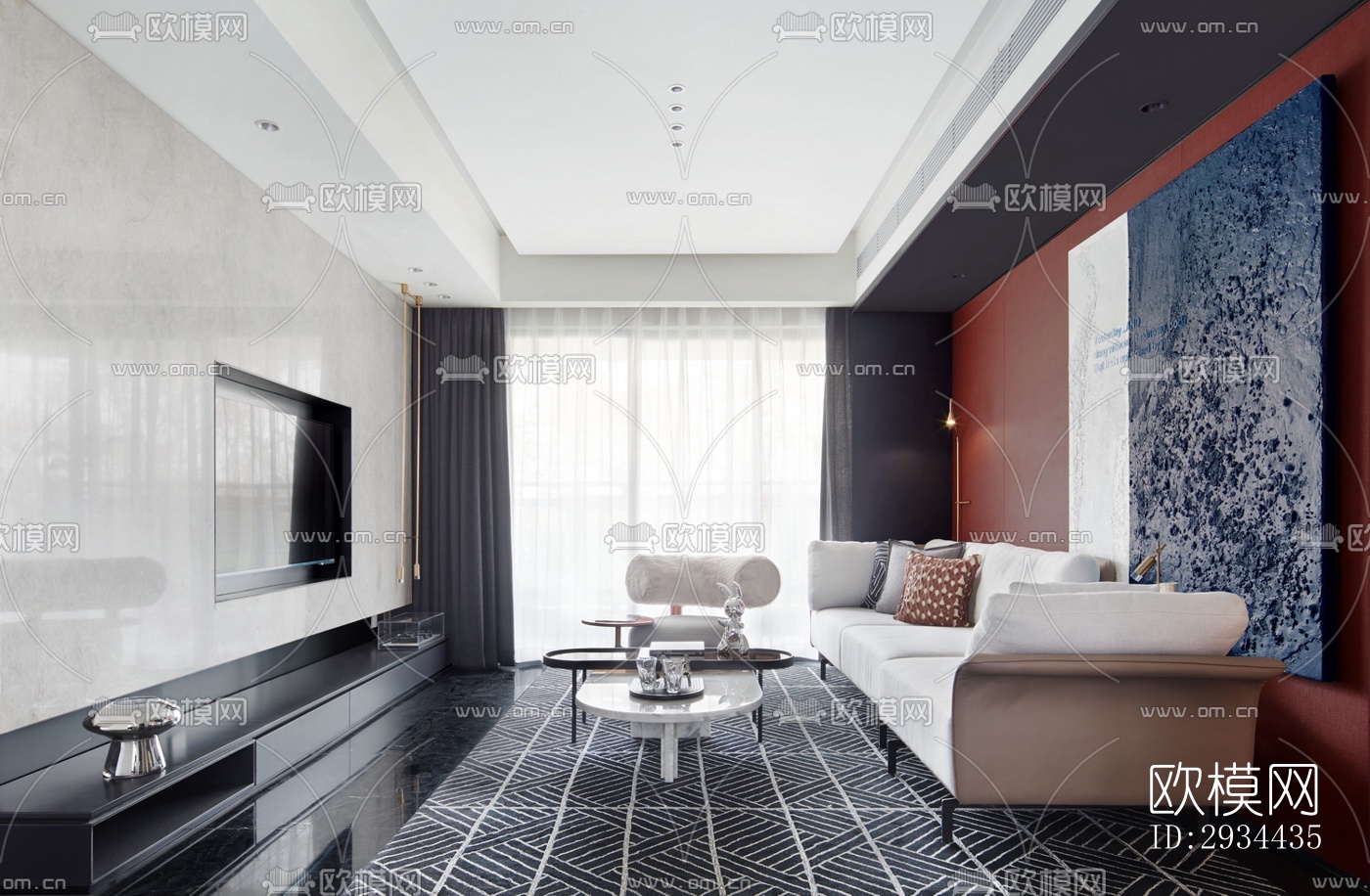 后现代平层效果图下载（渲染图16）