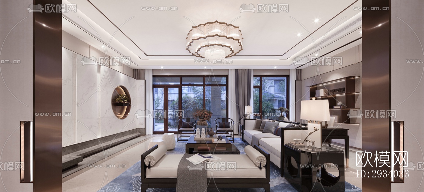 新中式别墅效果图下载（渲染图13）