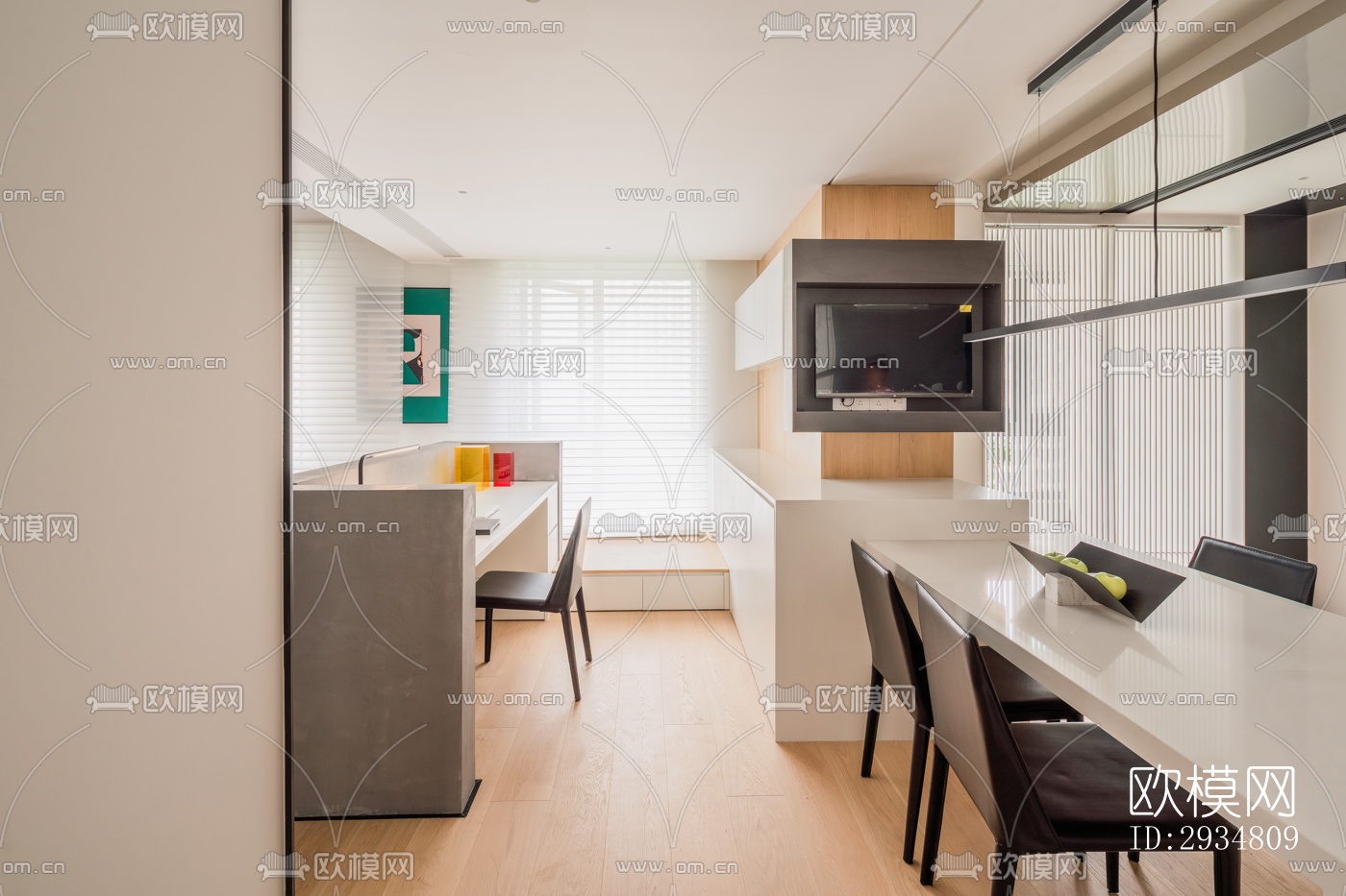 现代平层效果图下载（渲染图13）