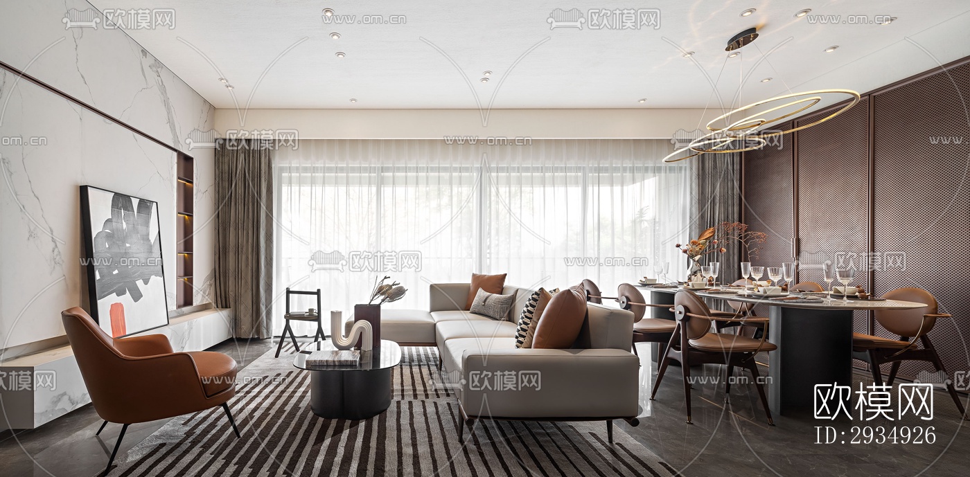 现代平层效果图下载（渲染图1）