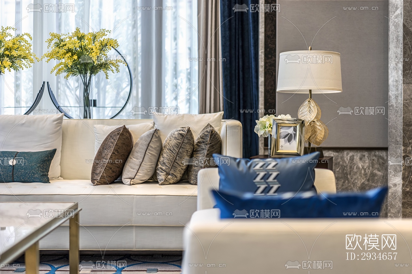 新中式平层效果图下载（渲染图6）