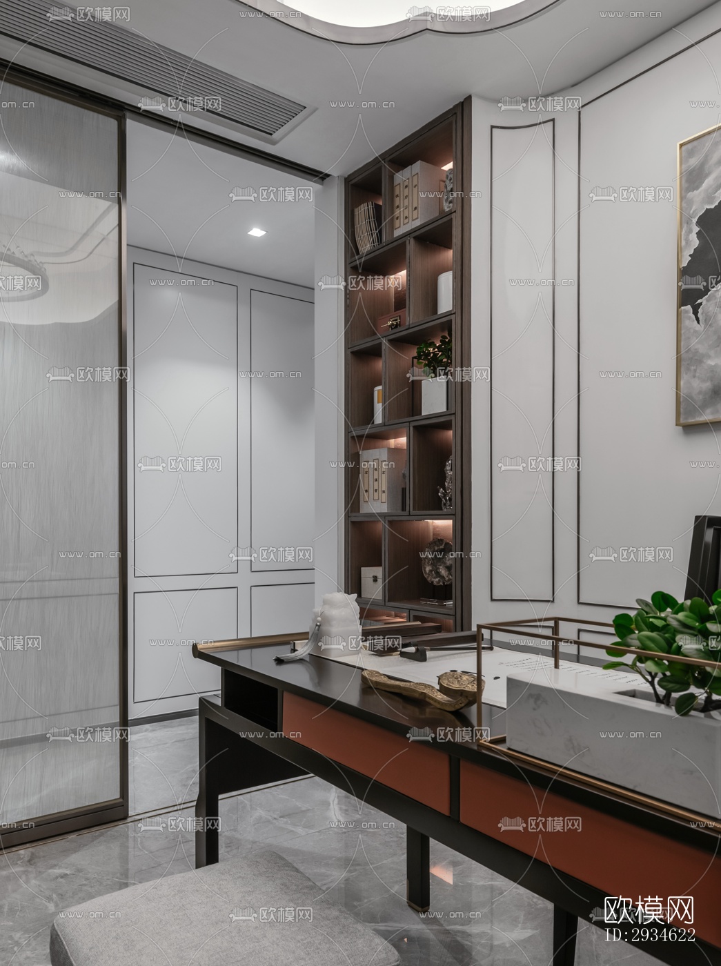 新中式平层效果图下载（渲染图18）