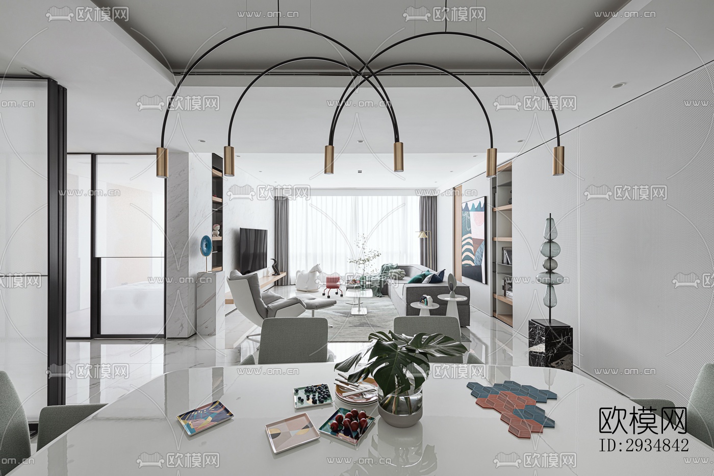 现代平层效果图下载（渲染图7）