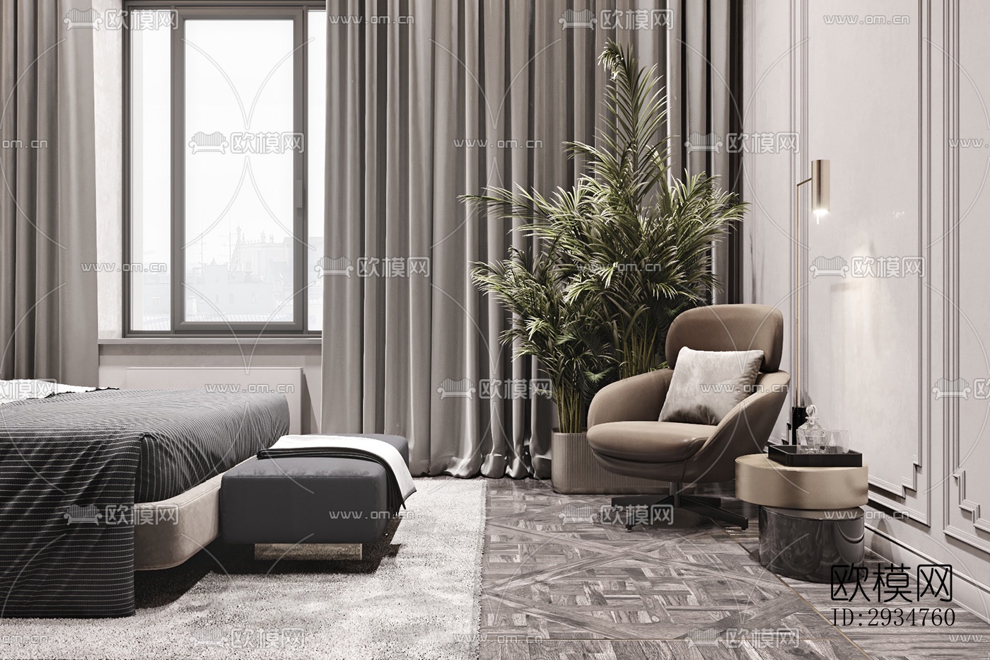 现代平层效果图下载（渲染图7）