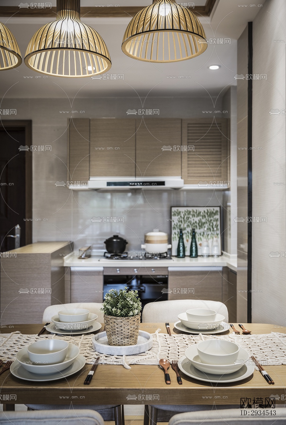 新中式平层效果图下载（渲染图15）