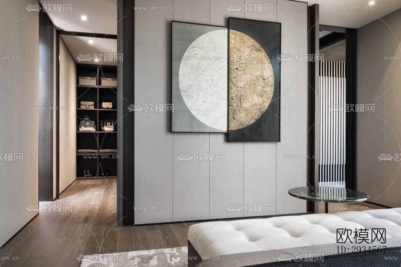 新中式平层效果图下载（渲染图9）