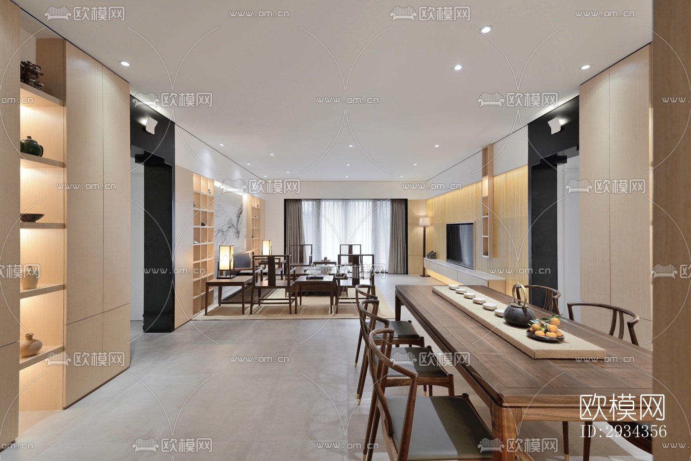 中式平层效果图下载（渲染图3）