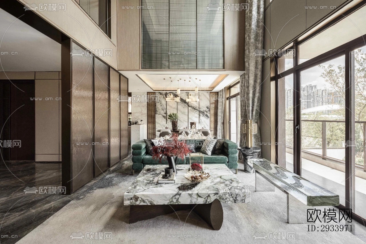 新中式别墅效果图下载（渲染图12）