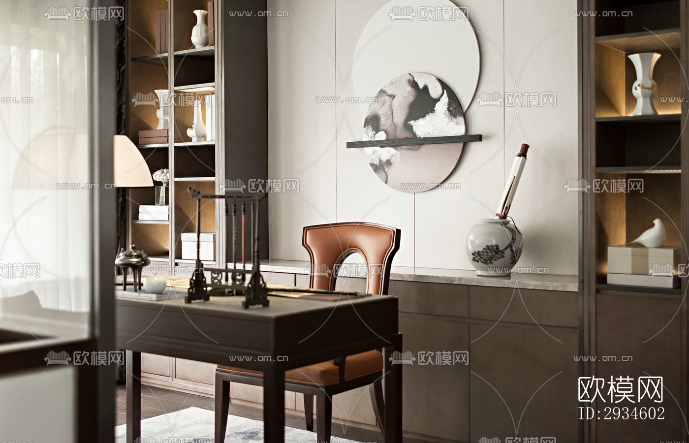 新中式平层效果图下载（渲染图6）