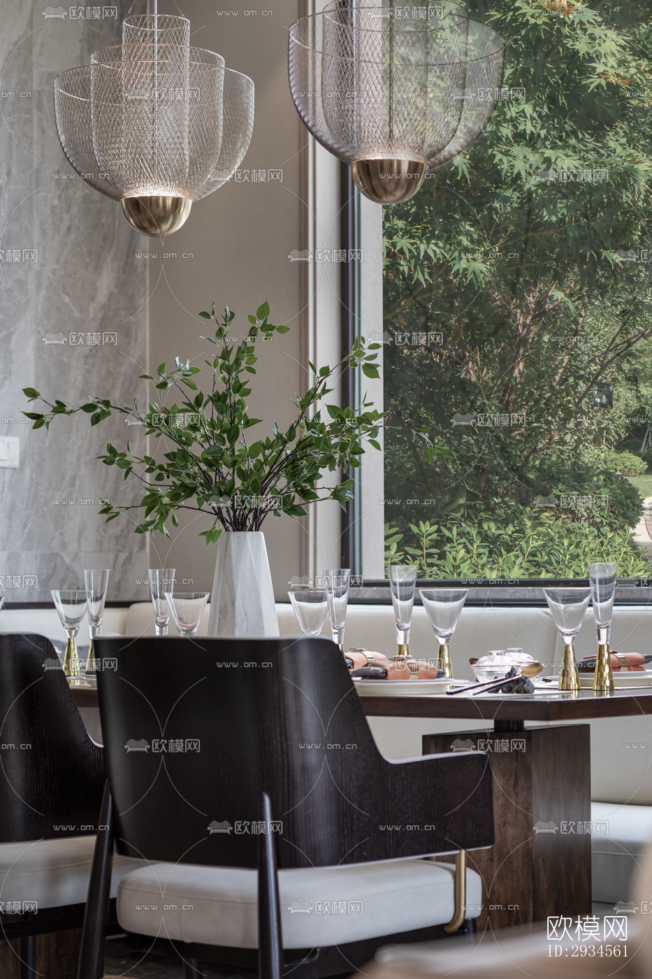 新中式平层效果图下载（渲染图6）