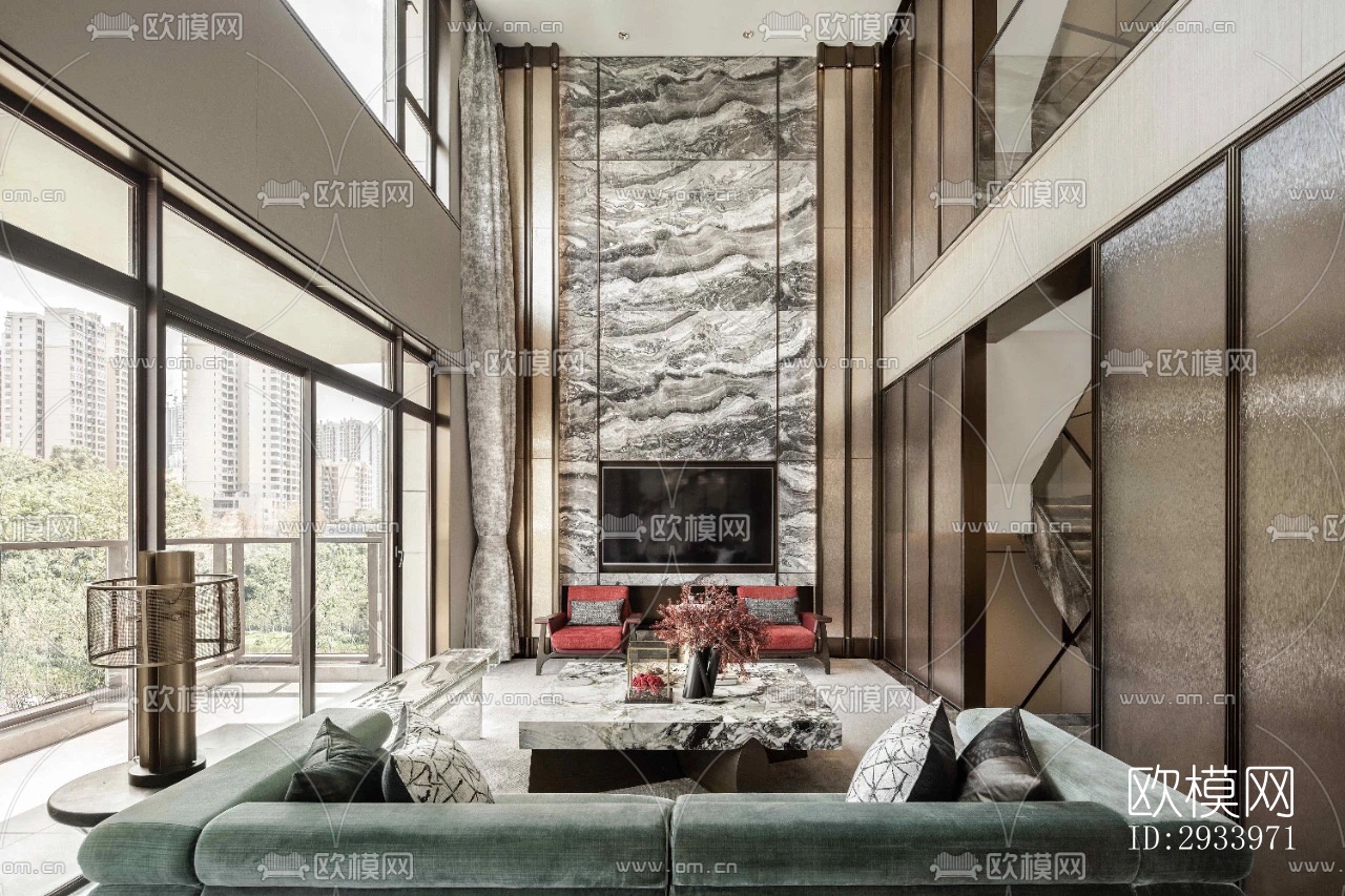 新中式别墅效果图下载（渲染图11）