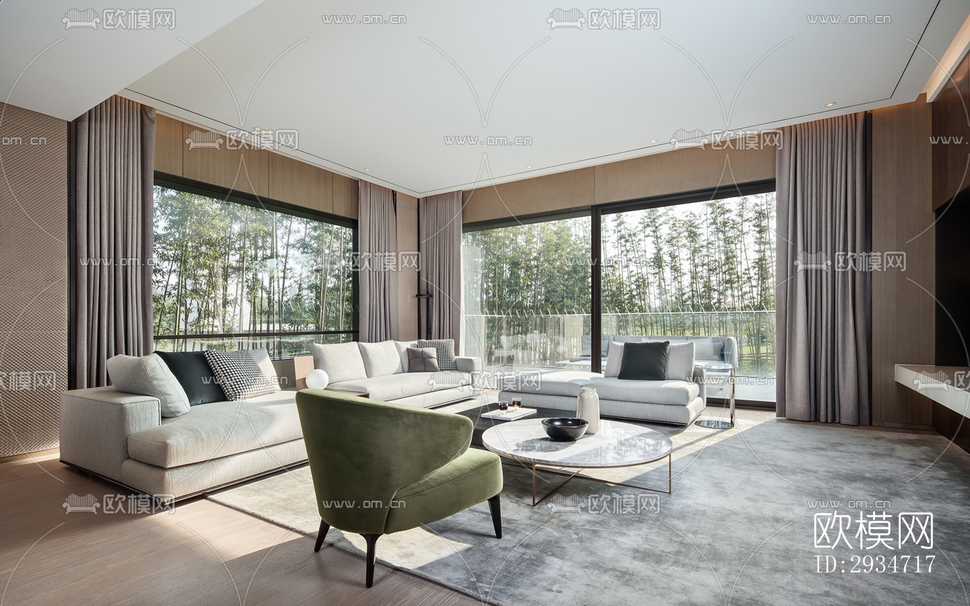 现代平层效果图下载（渲染图4）