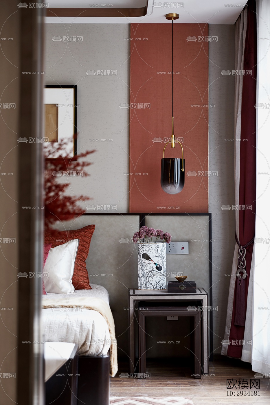 新中式平层效果图下载（渲染图19）