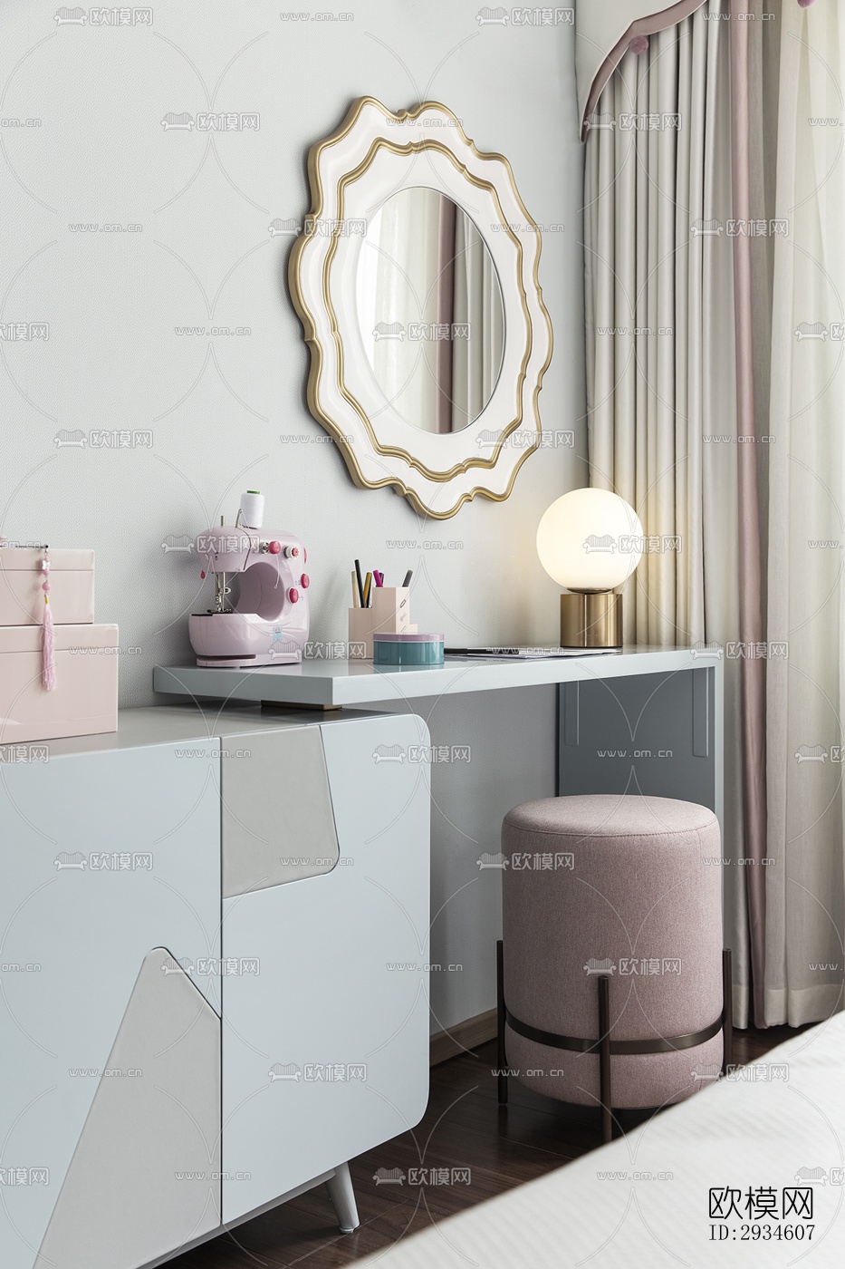 新中式平层效果图下载（渲染图19）