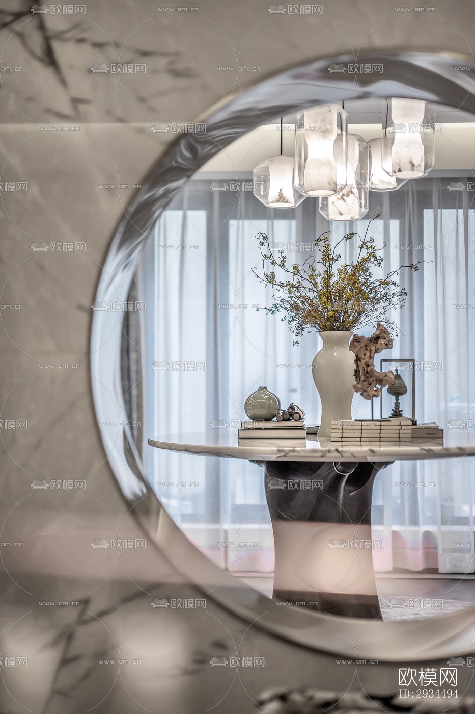 新中式平层效果图下载（渲染图8）