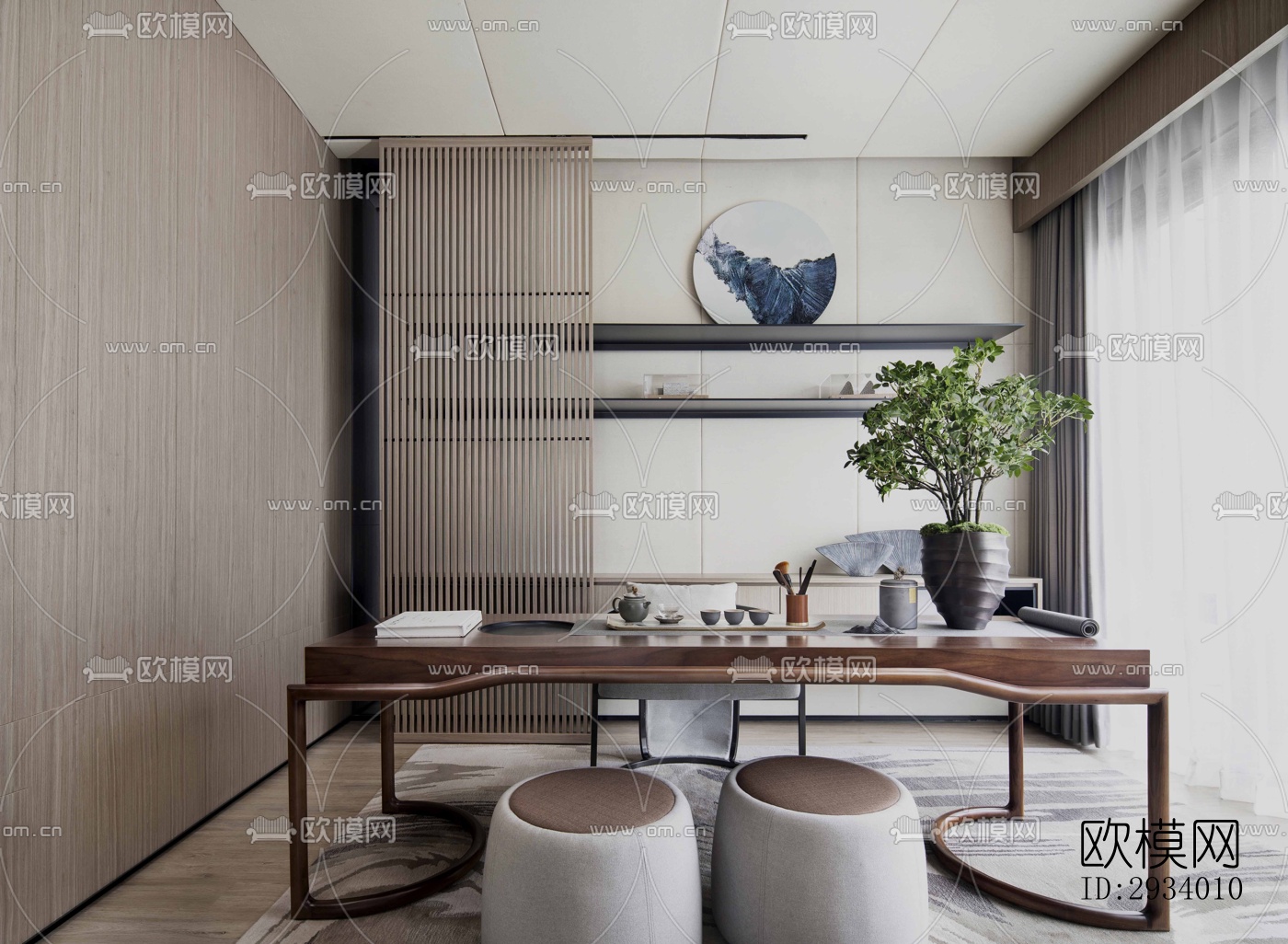 新中式别墅效果图下载（渲染图9）