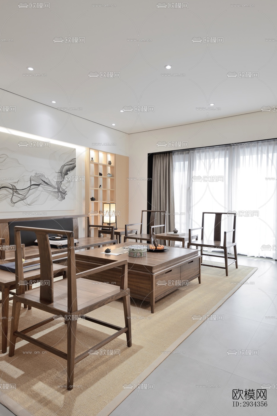 中式平层效果图下载（渲染图11）