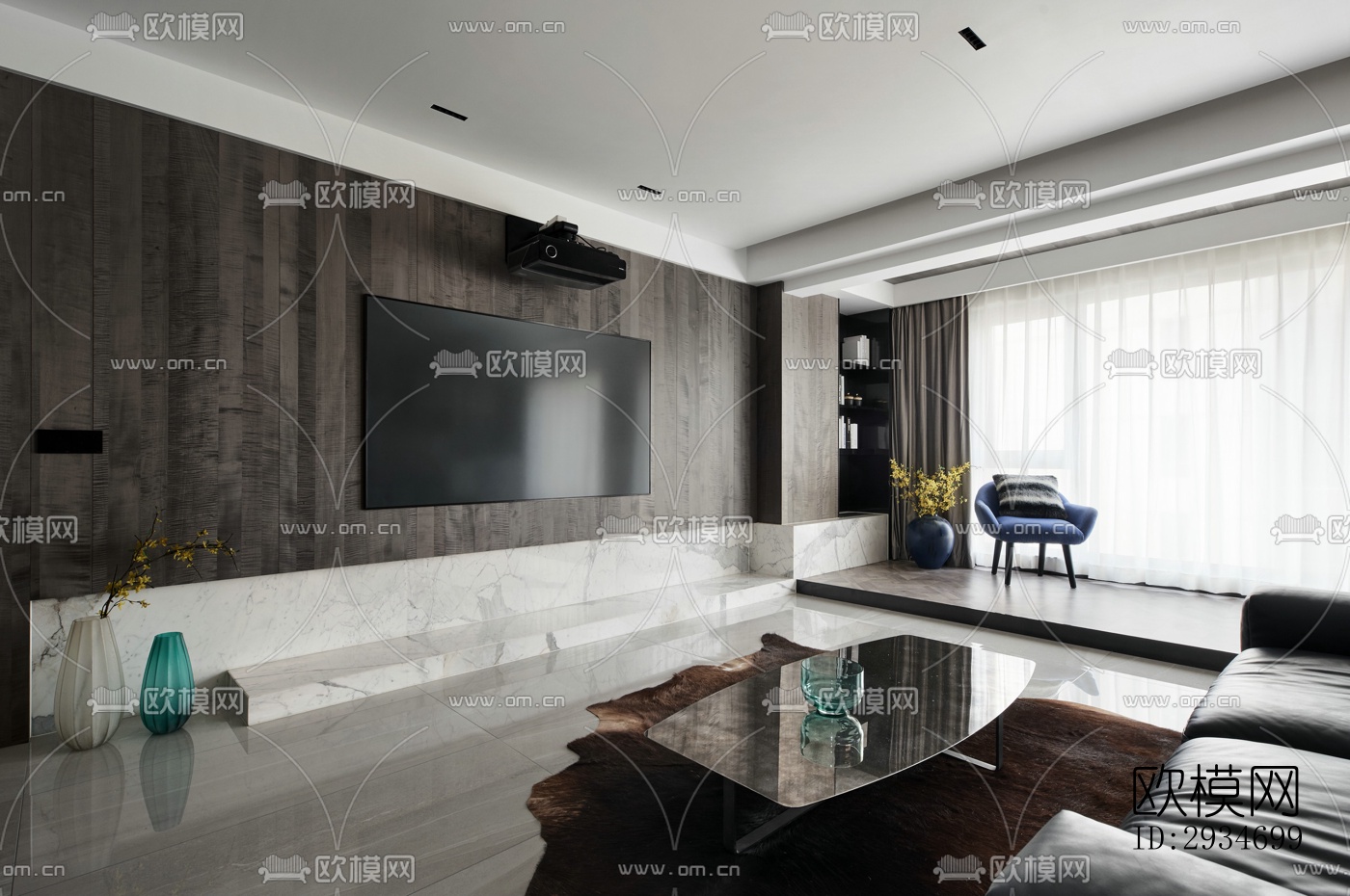 现代平层效果图下载（渲染图15）