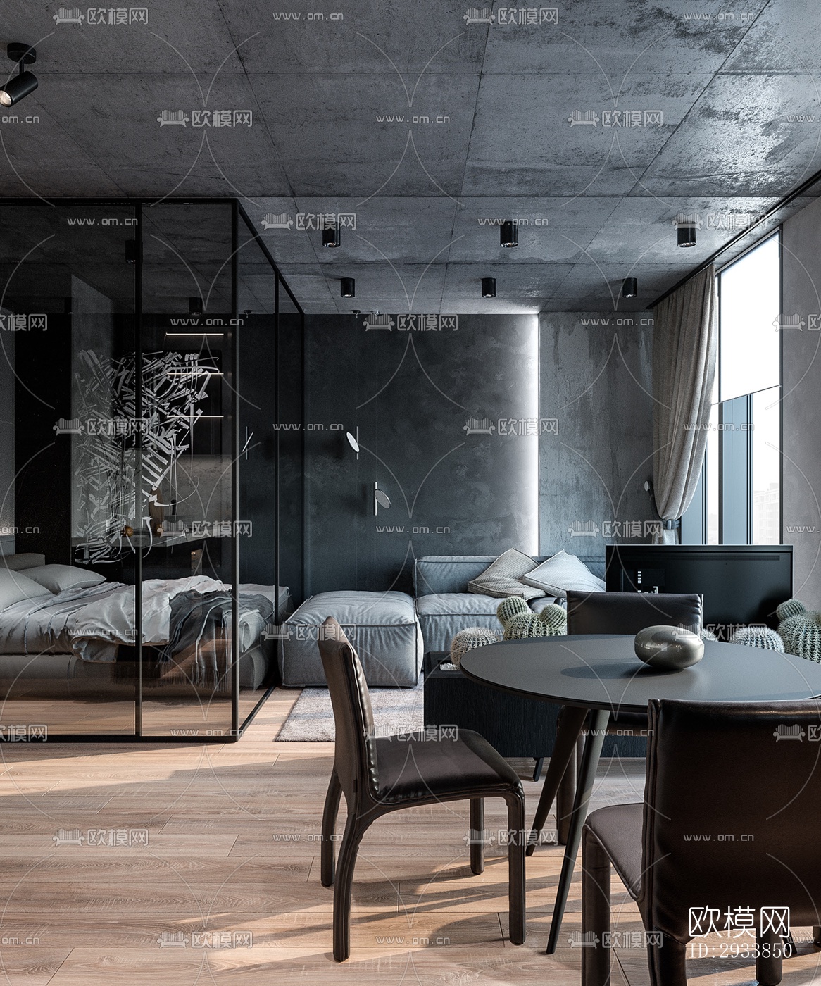 高级灰公寓效果图下载（渲染图14）